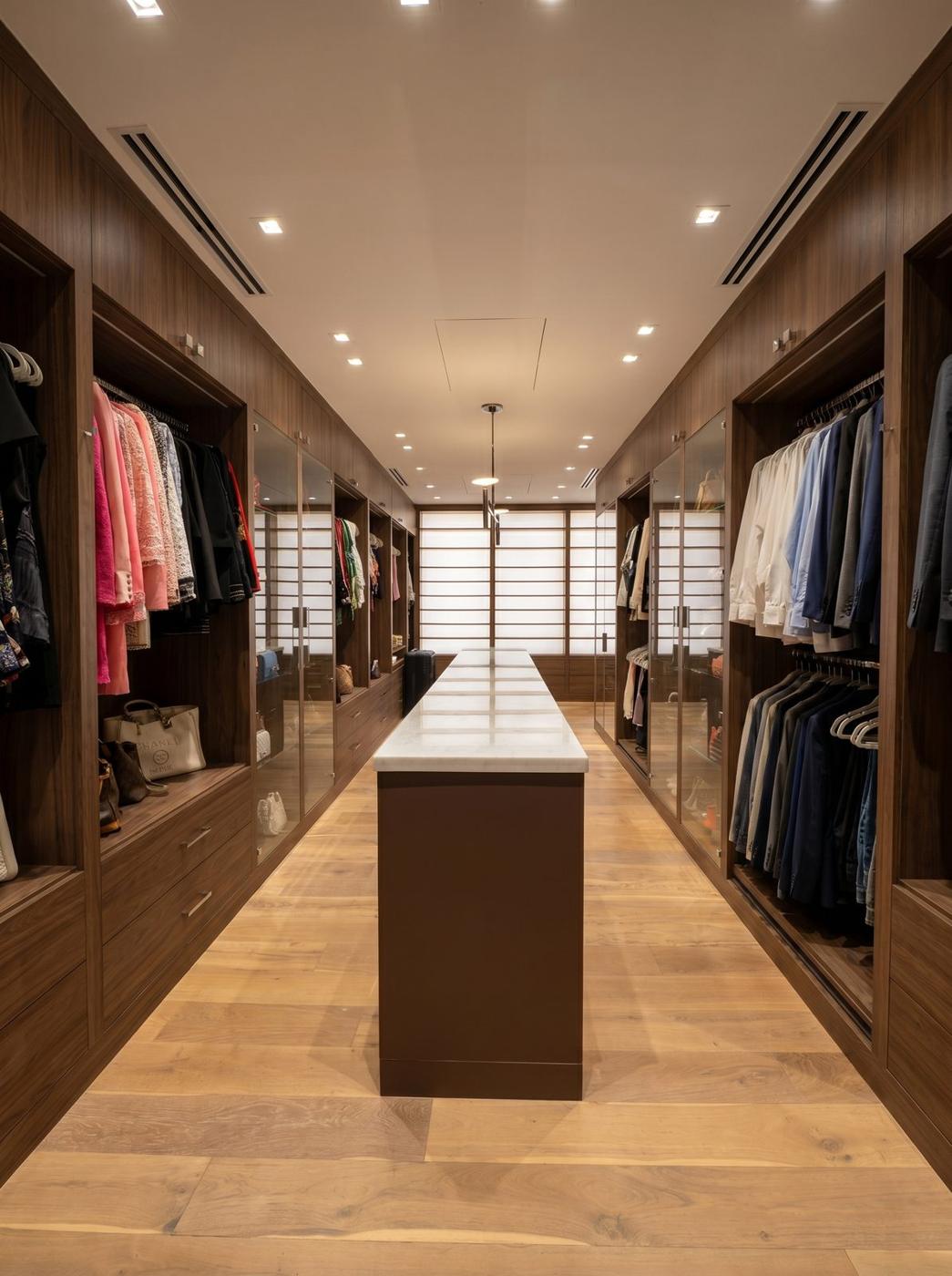 Before: dressing suite millwork in original finish