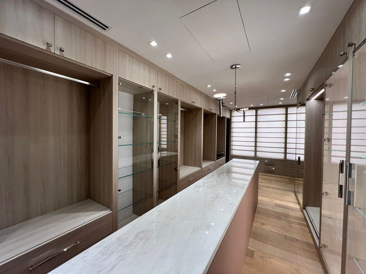 Dressing suite island and wall millwork in film